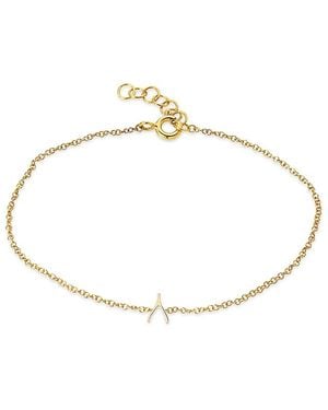 Zoe Lev 14K Tiny Wishbone Chain Link Bracelet - Metallic