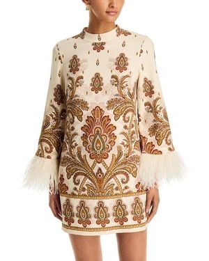 Cara Cara Vida Feather Trim Mini Dress - Natural