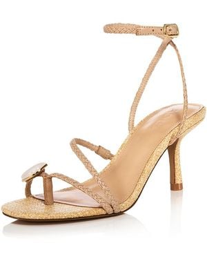 Aqua Diana Braided Leather Mid Heel Sandals - Natural