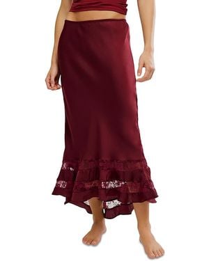 Free People Long Lost Lover Slip Skirt - Red