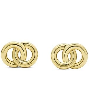 Lagos 14K & 18K & Sterling Signature Caviar Interlocking Stud Earrings - Metallic