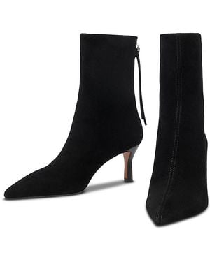 Maje Suede Pointed Toe Ankle Boots - Black