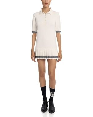Thom Browne Cotton Milano Stitch Pleated Mini Dress - White