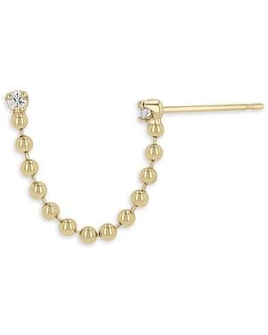 Zoe Chicco 14K Prong Diamonds Double Piercing Chain Strand Double Piercing Single Earring - Metallic