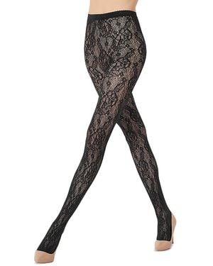 Wolford Infinite Rose Net Tights - Black