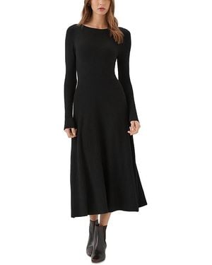 Karen Kane Round Neck Rib Knit Seamless Midi Sweater Dress - Black