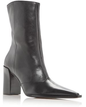 SCHUTZ SHOES Raffaela Pointed Toe High Block Heel Booties - Gray