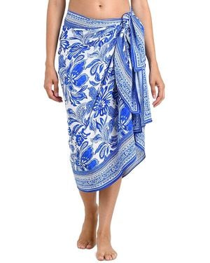 La Blanca Botanical Brocade Pareo Swim Cover-Up - Blue