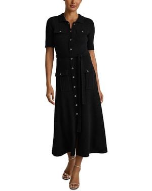 St. John Legacy Crepe Wool Blend Shirt Dress - Black