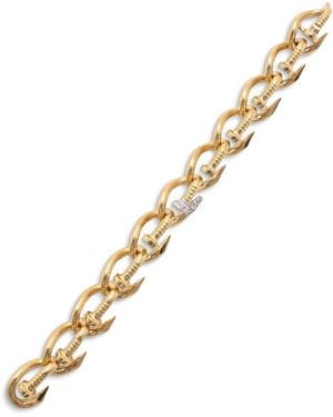 David Webb David Web Platinum & 18K Tool Chest Diamond Hammered Bent Nail Bracelet - Metallic