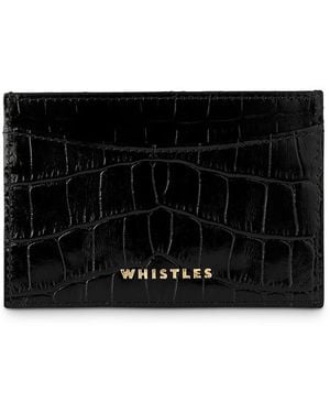 Whistles Croc Embossed Leather Card Holder - Black
