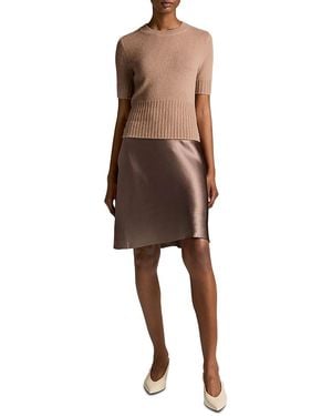 Vince Lingerie-Trim Short Satin Slip Skirt - Brown