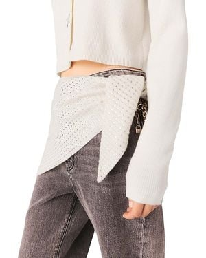 Maje Rhinestone Embellished Wool Triangle Scarf - White