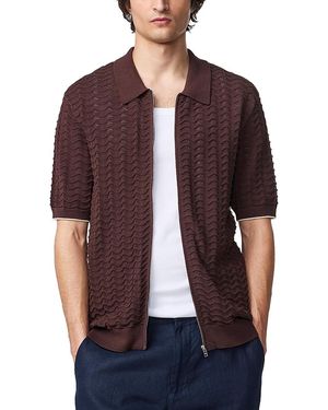 NN07 Gustav 6636 Regular Fit Short Sleeve Zip Front Sweater - Purple