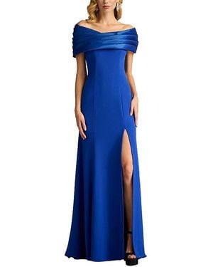 Tadashi Shoji Dalton Contrast Off-shoulder Gown - Blue