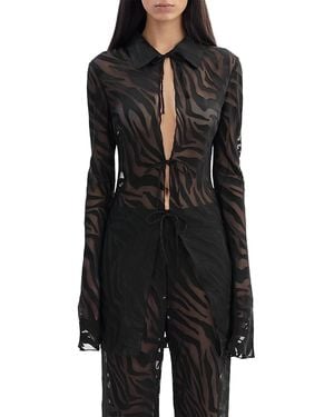 Lamarque Sheer Zebra Pattern Shirt - Black