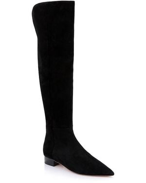 L'Agence Grand Suede Pointed Toe Boots - Black