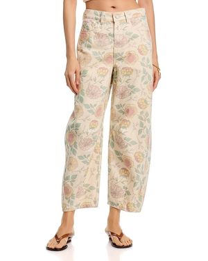 Blank NYC Printed High Rise Barrel Leg Jeans - Natural