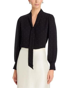 Tahari Long Sleeve Bow Tie Neck Blouse - Black