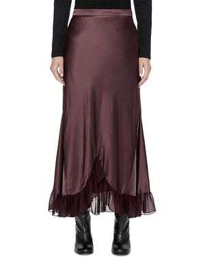 AllSaints Irma Satin Sheer Hem Skirt - Purple