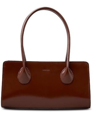 LIE STUDIO Lou Patent Leather Shoulder Bag - Brown