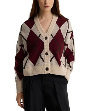 Barbour Harleigh Argyle V Neck Cardigan - Red