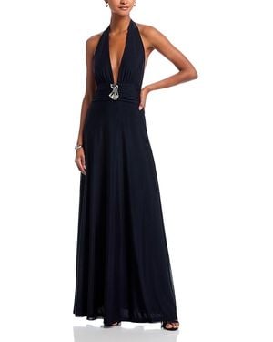 Kate Barton Mesh Halter Dress - Blue