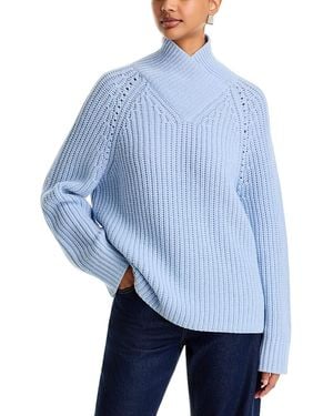 BOSS Feryssal Wool & Cashmere Mock Neck Sweater - Blue