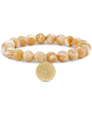 Sydney Evan 14K The Solara Mother Of Pearl & Diamond Coin Charm Bead Bracelet - Metallic