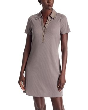 SINGLE THREAD Rib Dress With Woven Placket - Purple