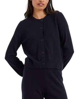 Chinti & Parker Wool Cashmere Blend Crew Neck Cropped Cardigan - Blue