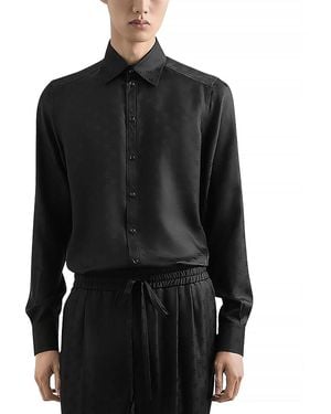 Dolce & Gabbana Long Sleeve Printed Silk Shirt - Black
