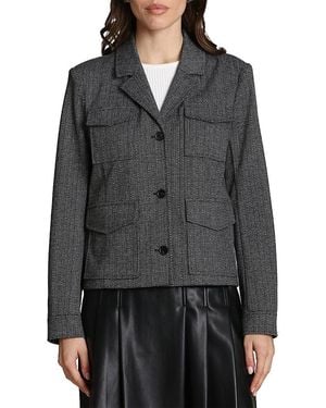 Bagatelle Notch Collar Knit Jacquard Jacket - Gray