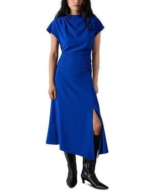 Whistles Crepe Ruched Midi Dress - Blue