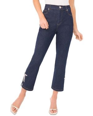 Cece Cropped Flare Bow Detail Jeans - Blue