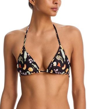 Aqua X Lisa Says Gah Printed Bikini Top - Black