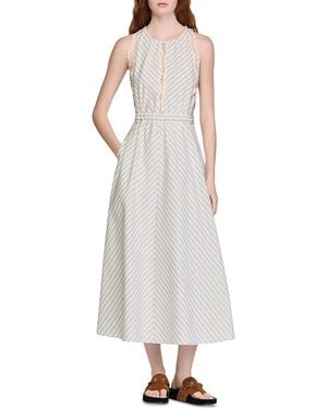 Sandro Striped Cotton Maxi Dress - White
