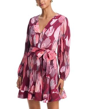 MILLY Liv Printed Pleated Dress - Red