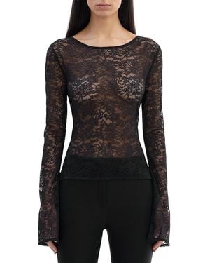 Lamarque Lace Bell Sleeve Top - Black