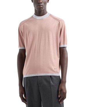 Emporio Armani Short Sleeved Crewneck Sweater Tee - Pink
