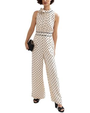 Phase Eight Marilee Dot Print Jumpsuit - Natural
