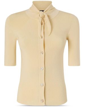 Pinko Coperto Tie Neck Button Front Top - Natural