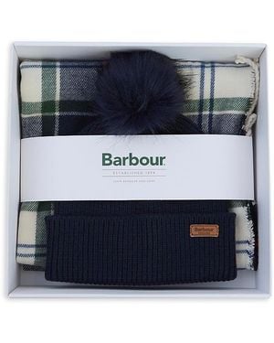Barbour Dover Halles Scarf & Beanie Gift Set - Blue