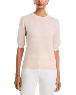 Fabiana Filippi Striped Cashmere & Silk Short Sleeve Sweater - White