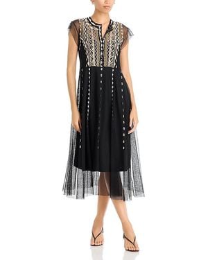 Johnny Was Luisella Mesh Midi Dress - Black