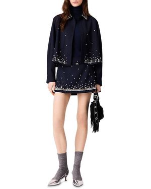Maje Rhinestone Embroidered Shirt - Blue