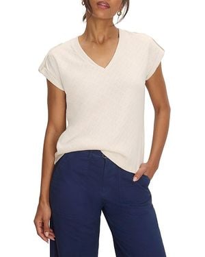 NIC+ZOE Lace Knit Cap Sleeve Tee - Blue