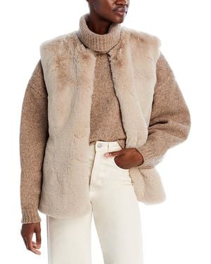 Surell Rex Rabbit Faux Fur Vest - Natural