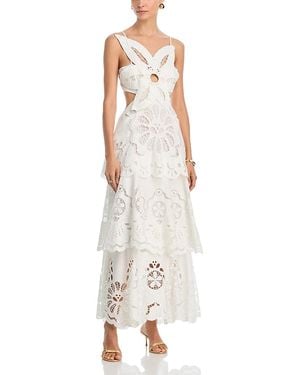 FARM Rio Floral Richelieu Eyelet Maxi Dress - White
