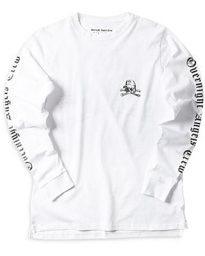 Overnight Angels Crew Long Sleeve Logo Graphic Tee - White